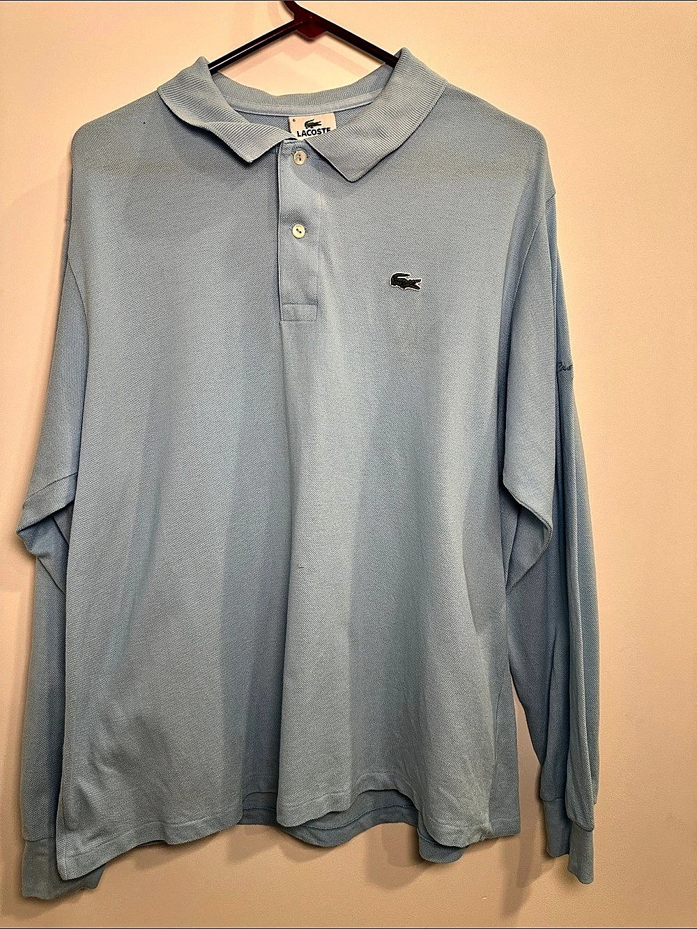 Lacoste Crocodile polo shirt Long Sleeve Polo in Blue Size 6